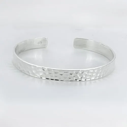 Hammered Bangle Bracelet for Women and Girls | Timeless Elegance: 7mm Solid Silver Bangle