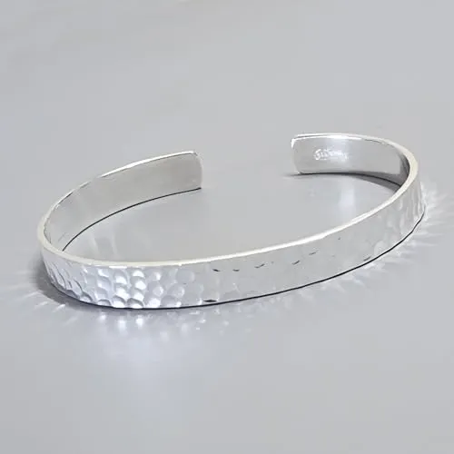 Hammered Bangle Bracelet for Women and Girls | Timeless Elegance: 7mm Solid Silver Bangle