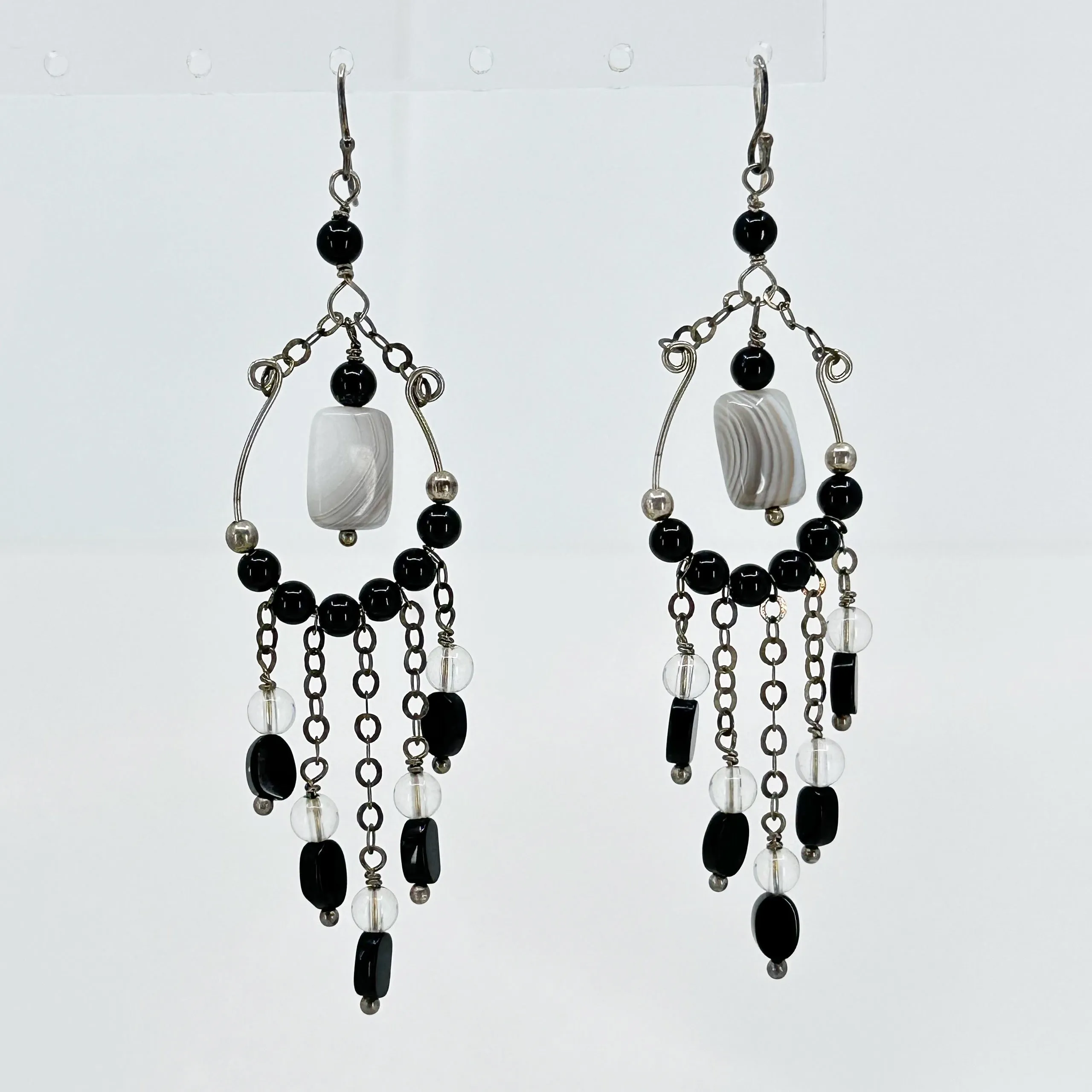 Hand Made Sterling silver gemstone bead earrings