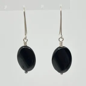 Hand made sterling silver onyx earrings