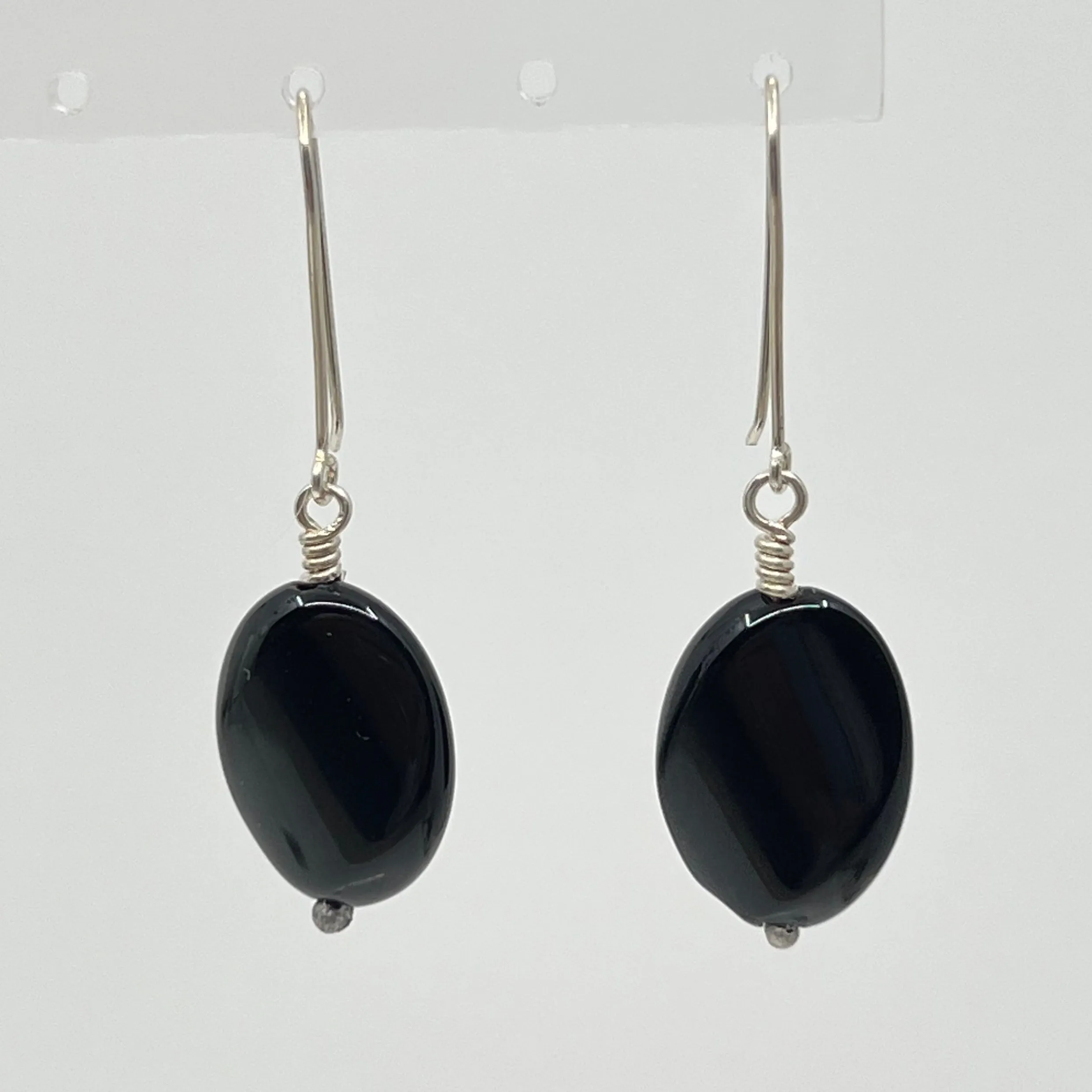 Hand made sterling silver onyx earrings