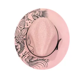 Hand-painted Hat from Mexico - Pink, Black