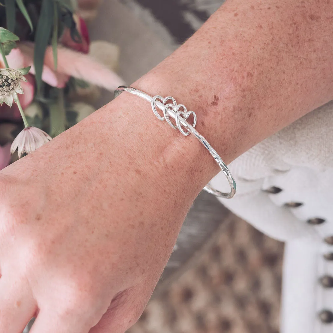 Hannah Silver Heart Bangle