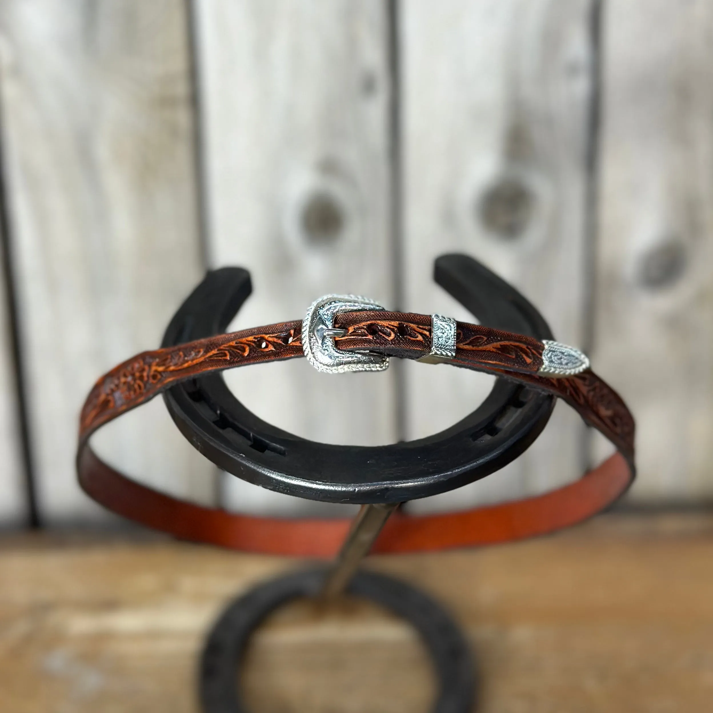 Hat Band | Brown Floral Hand Tooled