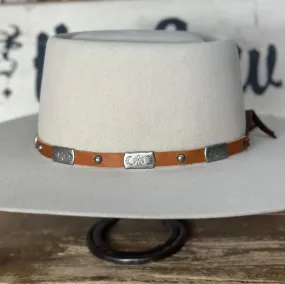 Hat Band | Light Brown Leather w/ Rectangle T-Bird Concho