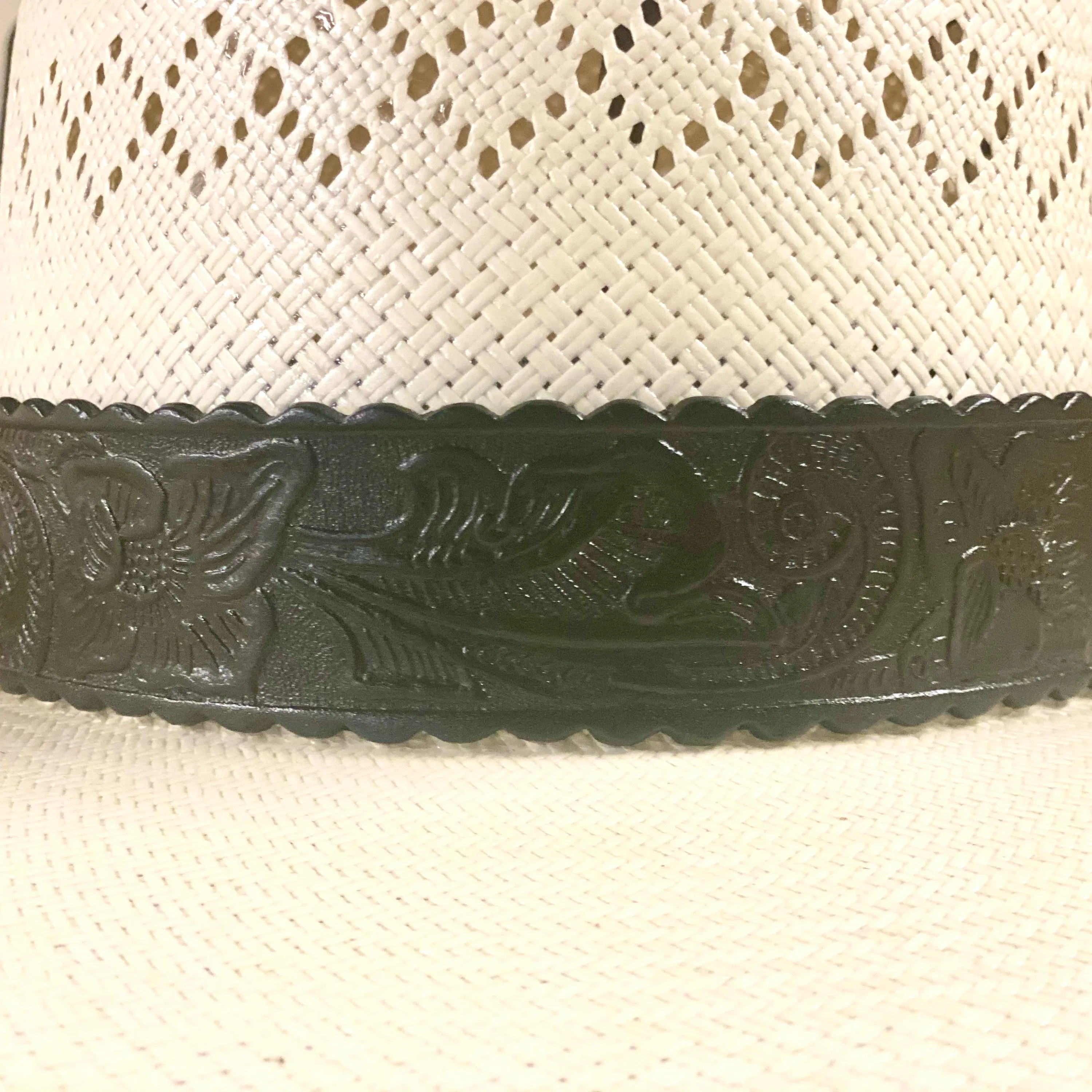 Hatband HB75-BK | 1 1/4" Leather Carved Black