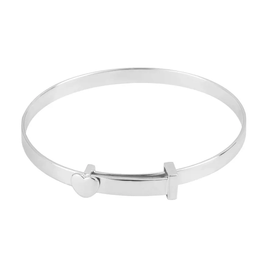 Heart Motif Expandable Baby Bangle Silver