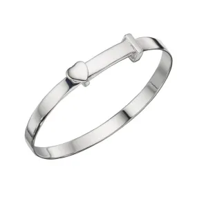 Heart Motif Expandable Baby Bangle Silver