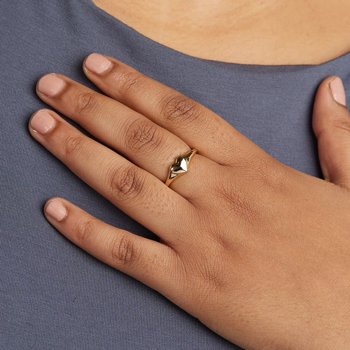 Heart Signet Ring in Gold