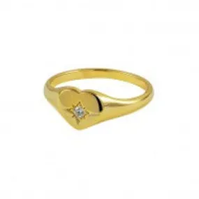 Heart Signet Ring with CZ