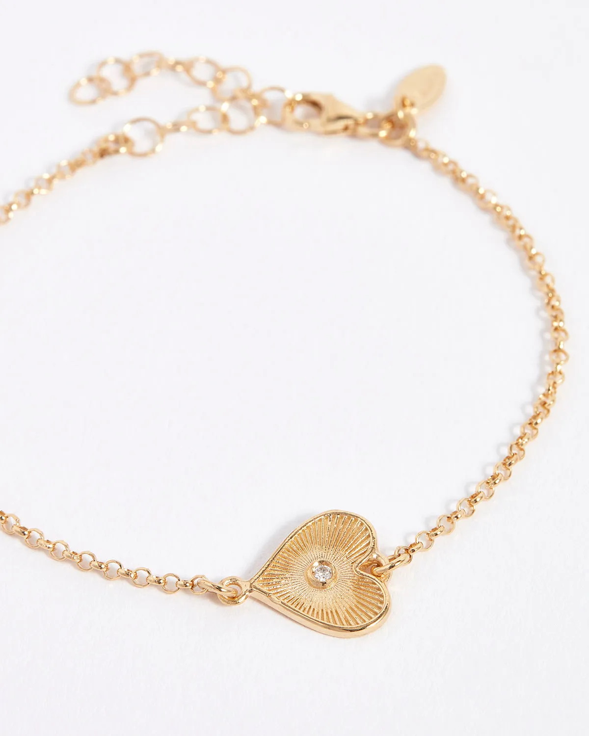 Heart Solid Gold & Diamond Bracelet, 9k Gold