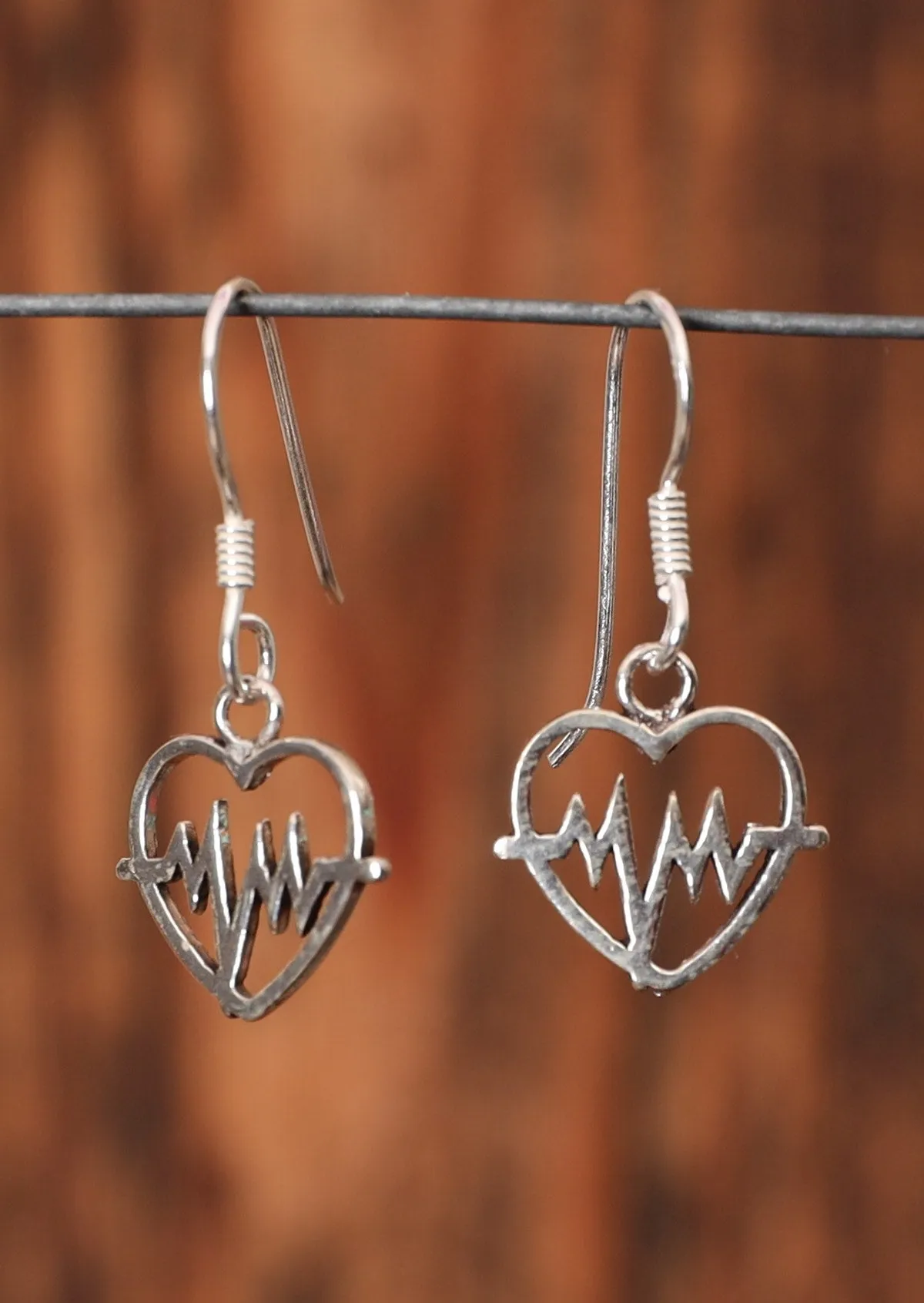 Heartbeat Silver Hook Earrings