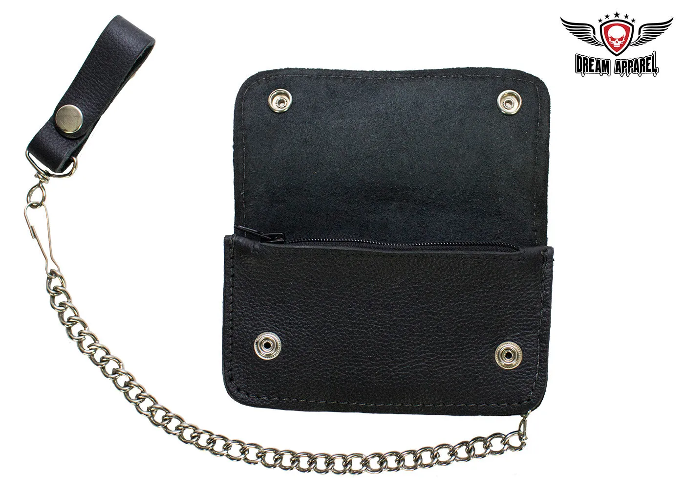 Heavy Duty Black Leather Motorcycle Chain Wallet