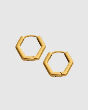 Hex Huggie Earrings Gold