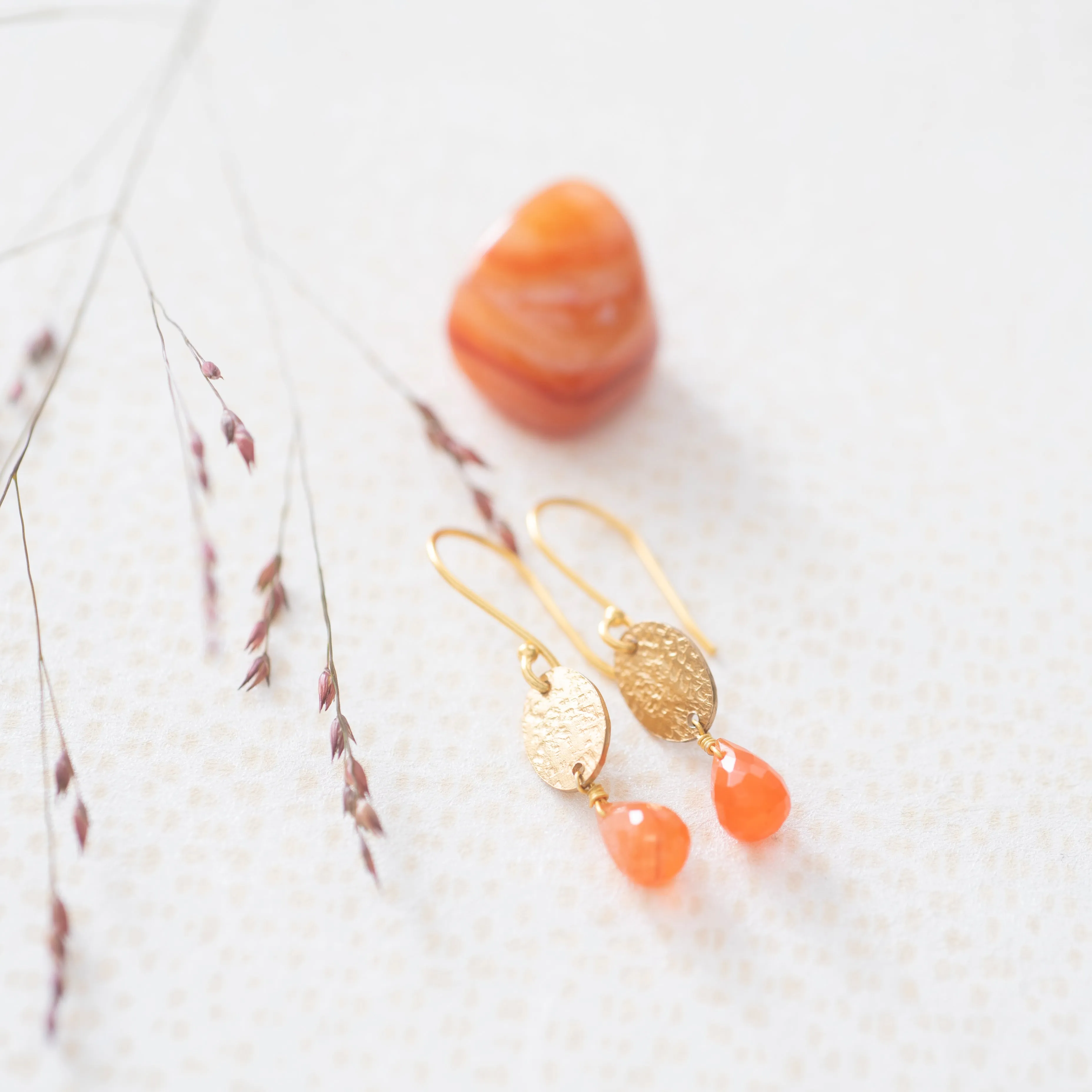 Hopeful Carnelian Gold Plated Earrings - A Beautiful Story