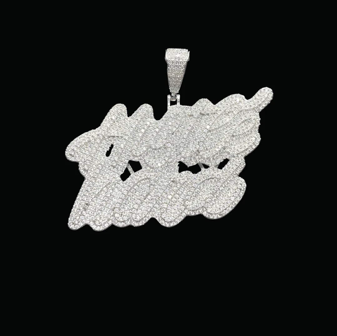 Hustle Hard Iced Out Letter Diamond Pendant Necklace