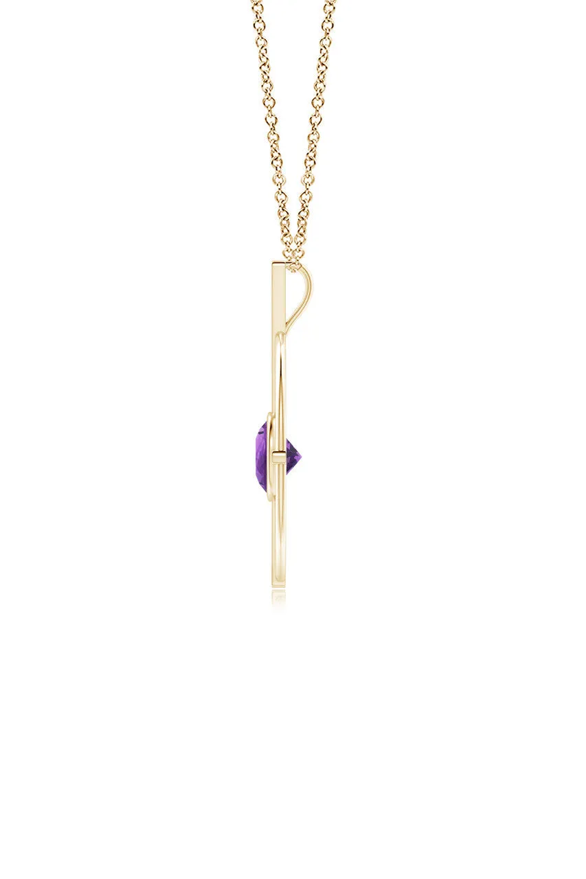 Infinity Concentric Circle 14K Gold and Amethyst Pendant Necklace