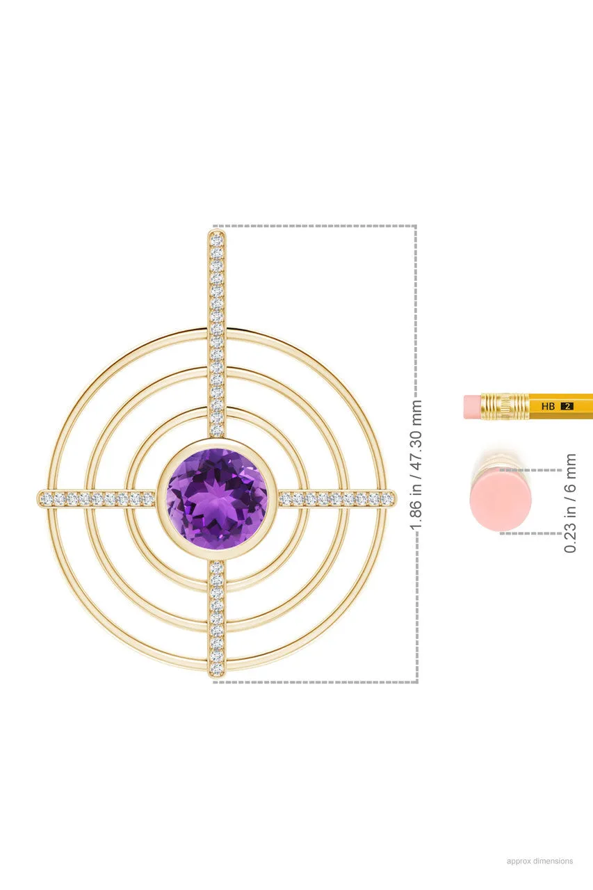 Infinity Concentric Circle 14K Gold and Amethyst Pendant Necklace