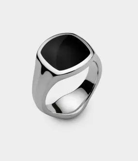 Inlaid Signet in Silver with Onyx, Size Z13