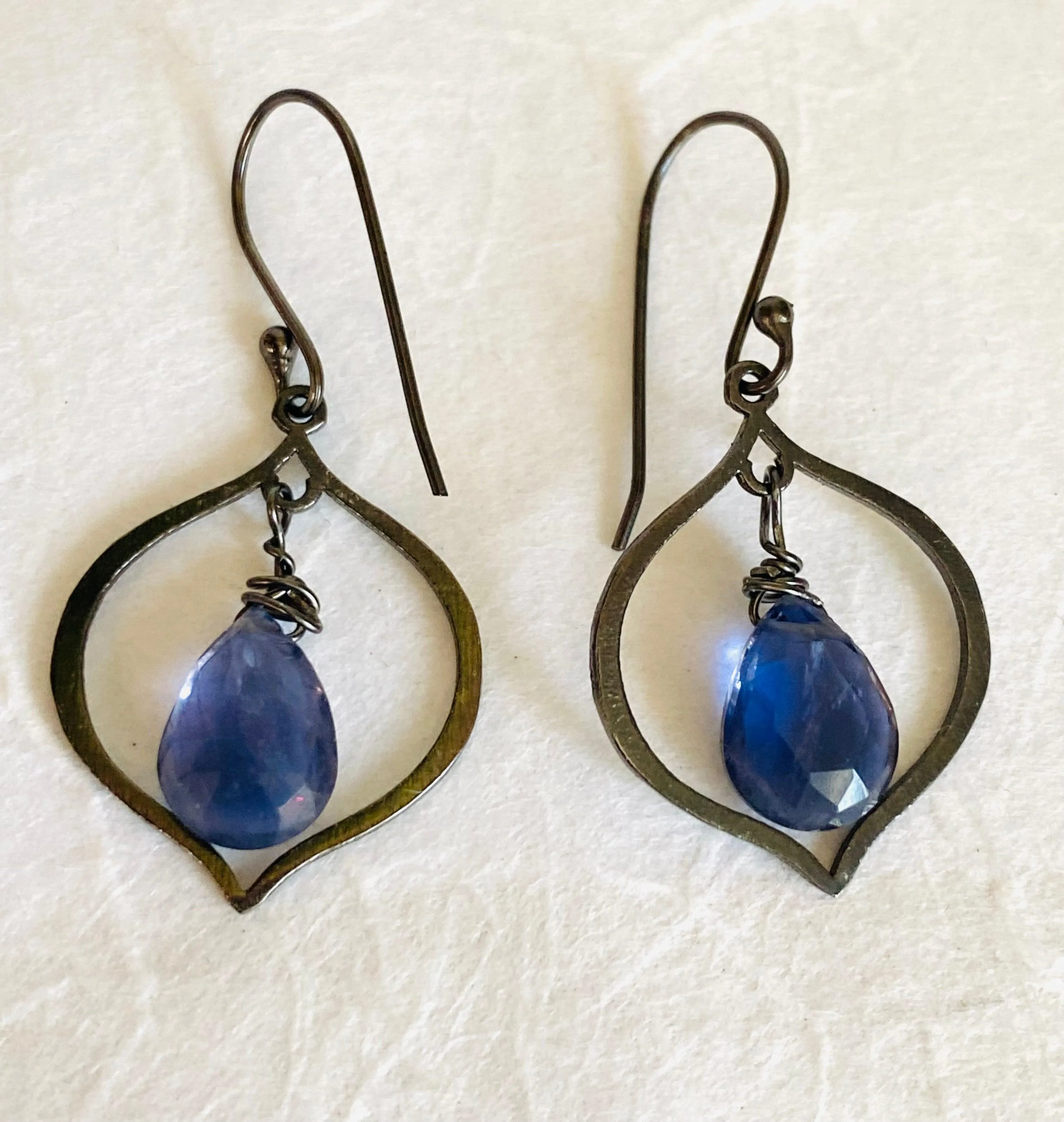 Iolite Drop Silver Earrings