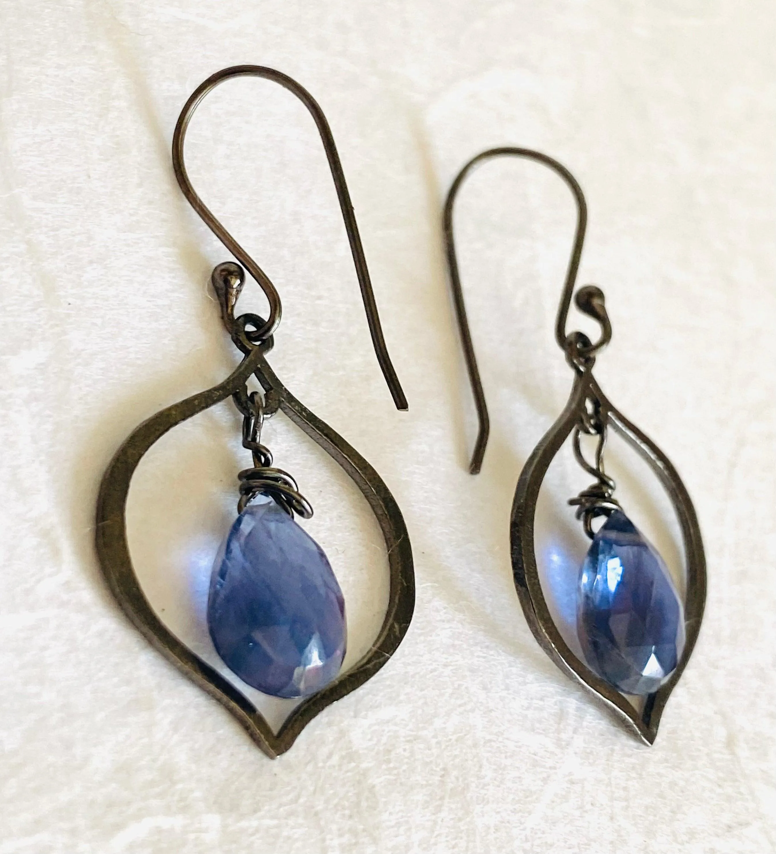 Iolite Drop Silver Earrings