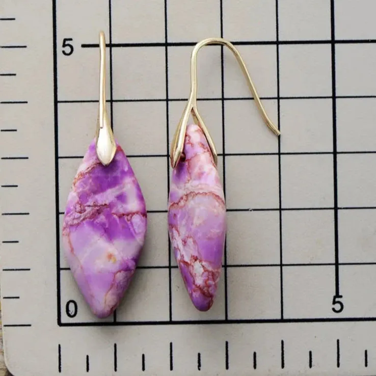 'Jasper' Leaf Dangle Earrings - green