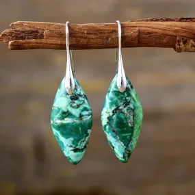 'Jasper' Leaf Dangle Earrings - green