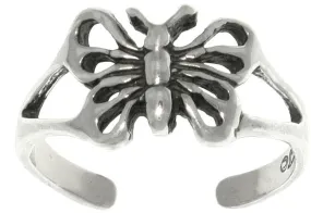 Jewelry Trends Sterling Silver Open Butterfly Wings Adjustable Toe Ring