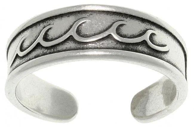 Jewelry Trends Sterling Silver Rolling Wave Design Adjustable Toe Ring