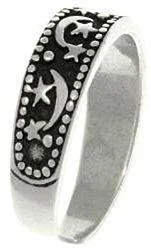 Jewelry Trends Sterling Silver Sparkle Star Moon Celestial Adjustable Toe Ring