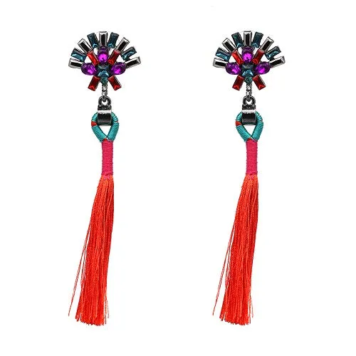 JUJIA 2017 trendy statement fashion earrings rope tassel stud MULTICOLOURED POMPOM EARRINGS women jewelry Fringing earrings