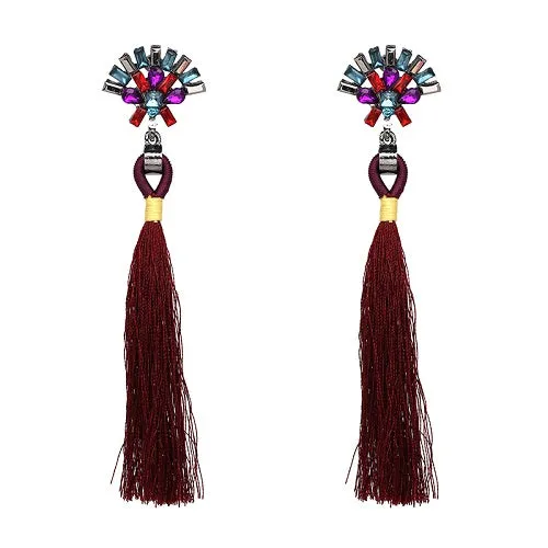 JUJIA 2017 trendy statement fashion earrings rope tassel stud MULTICOLOURED POMPOM EARRINGS women jewelry Fringing earrings