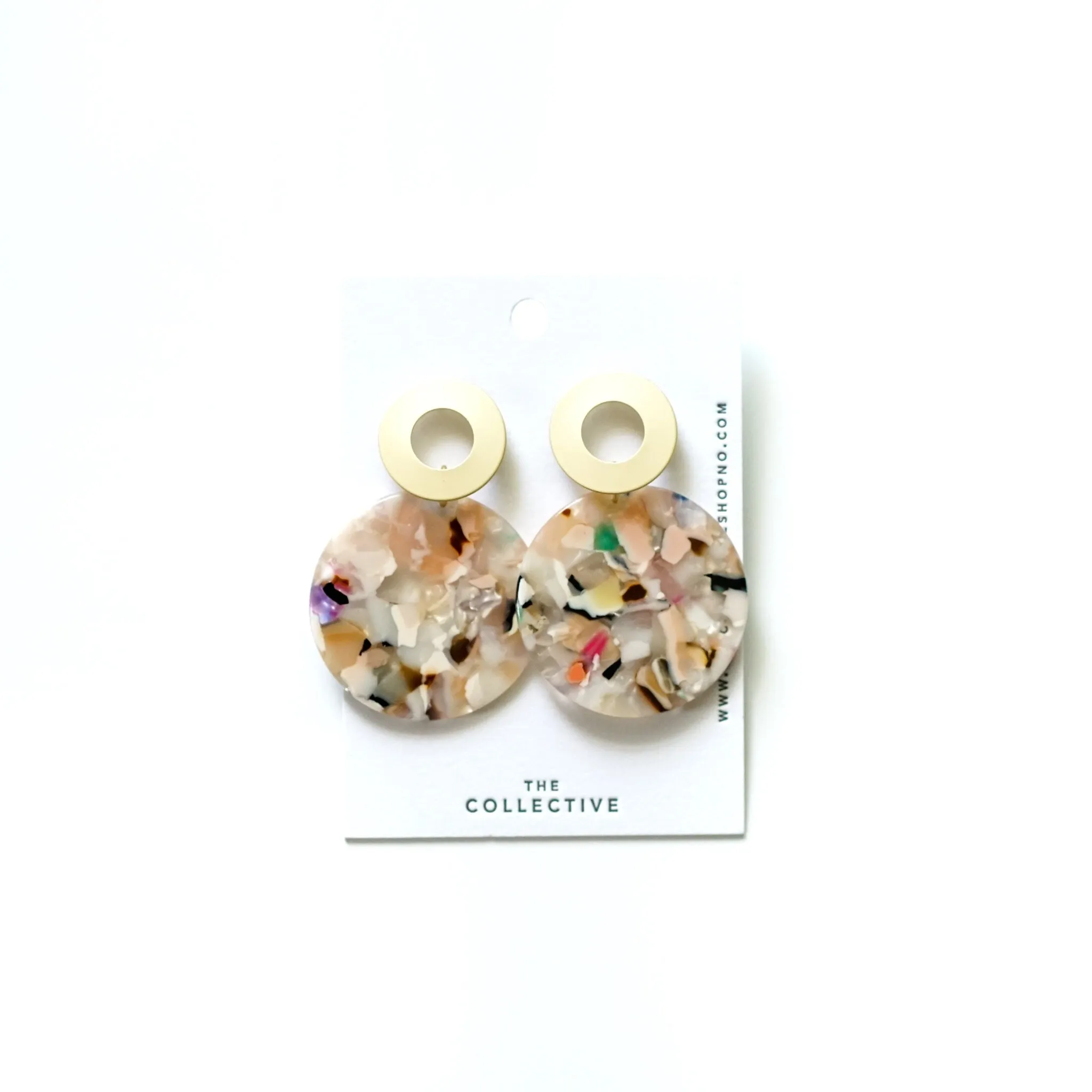 Jules - Acetate w/Matte Gold Circle Studs Earrings