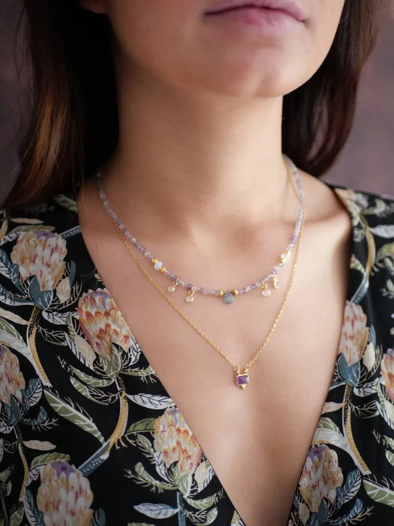 Kalpana Amethyst Boho Necklace Gold