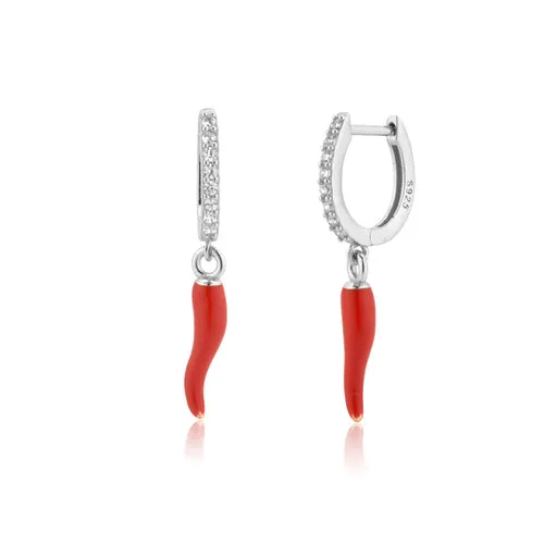 KESLEY 925 Sterling Silver 8.5mm Enamel Yellow Chili Red Spicy Drop