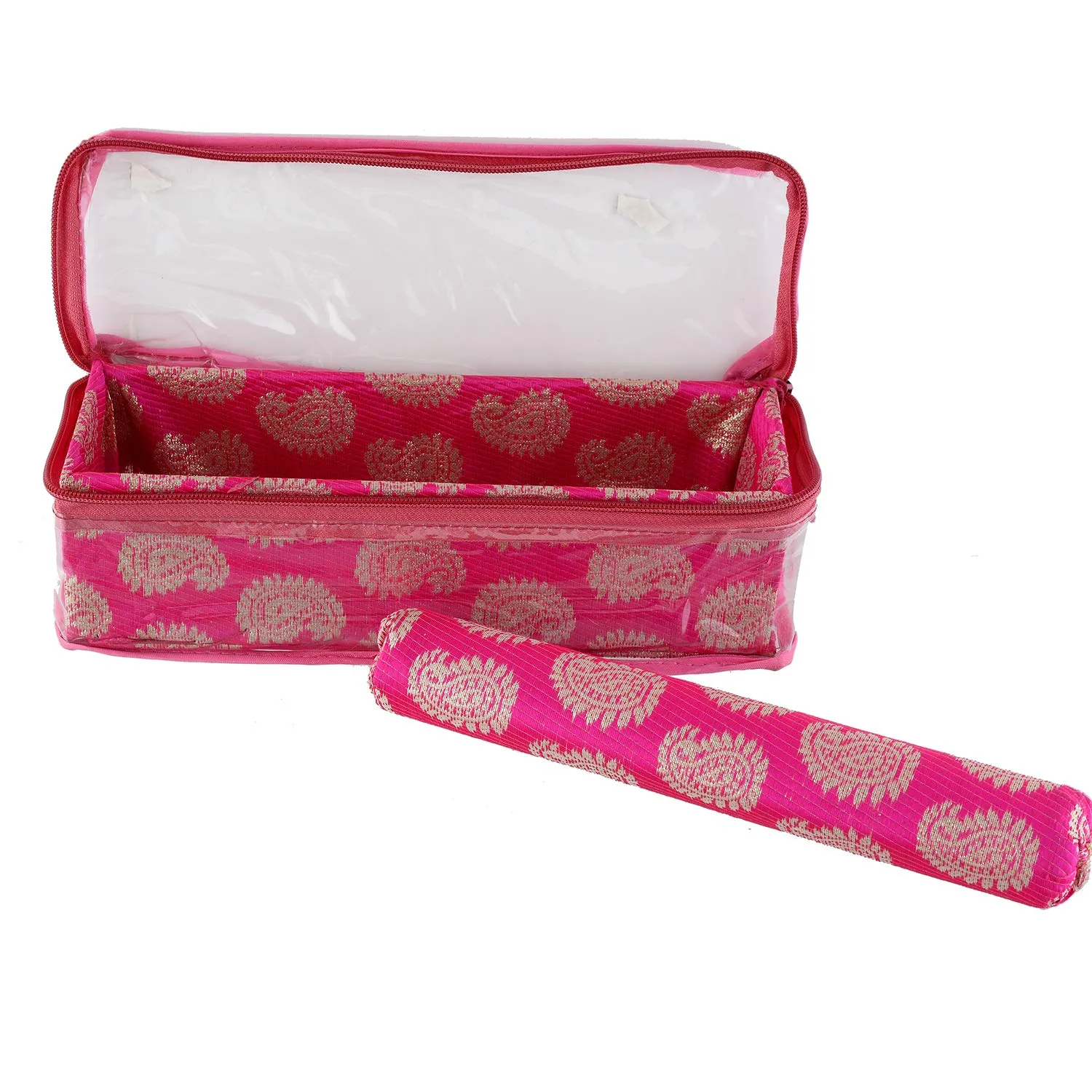 Kuber Industries Carry Design Brocade Hardboard 2 Pieces One Rod Bangle Box (Pink) -CTKTC38788