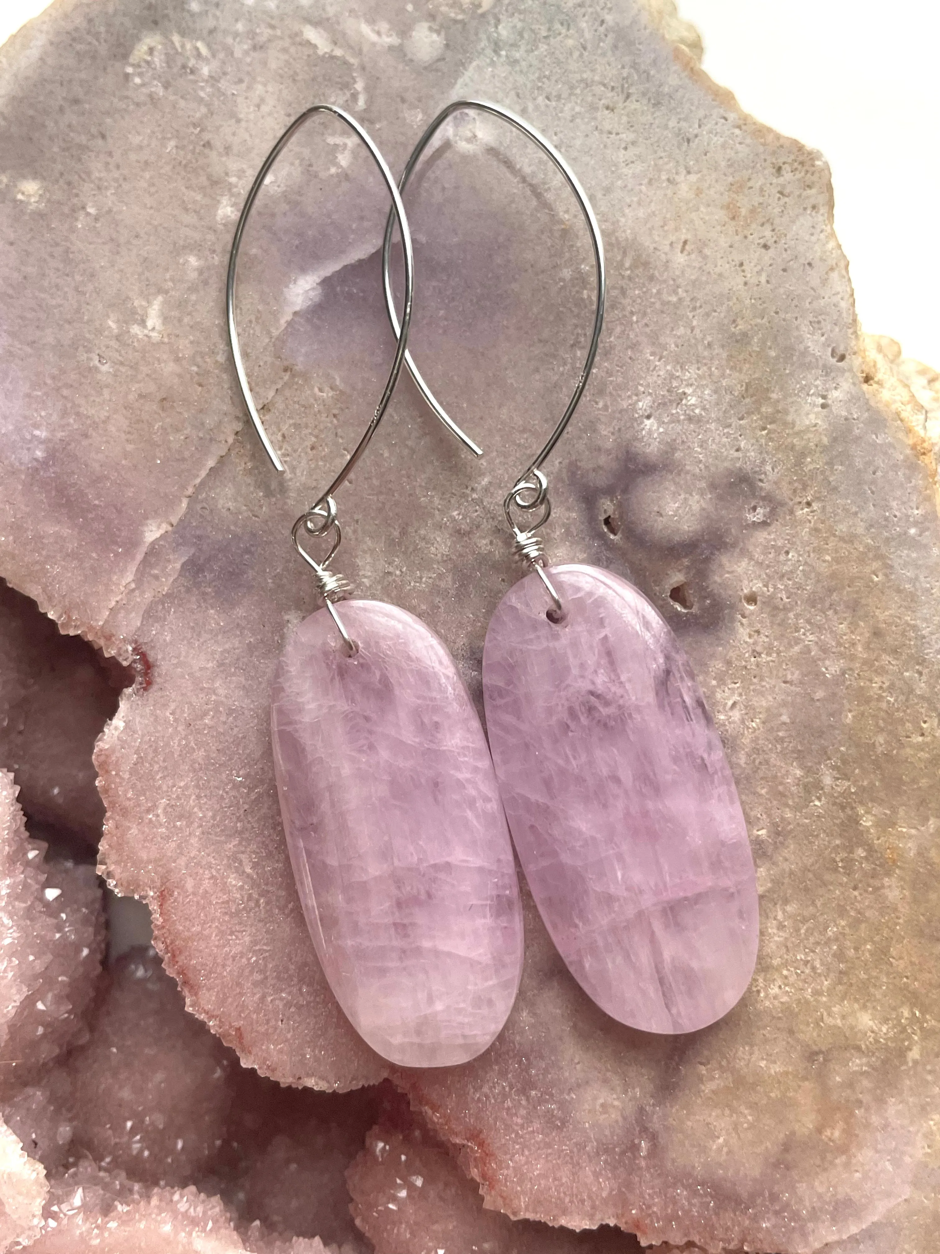 Kunzite Statement Earrings Sterling Silver