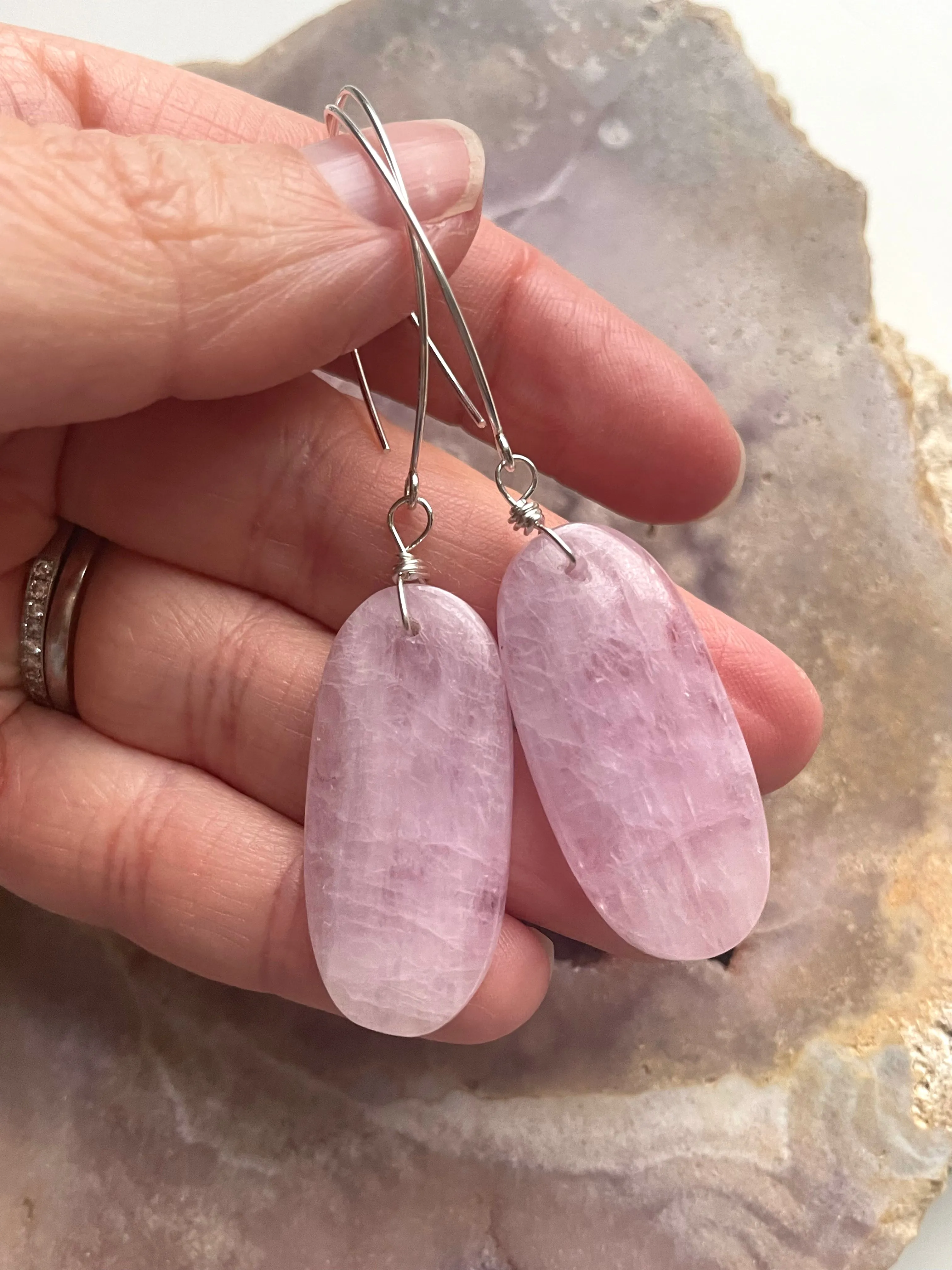 Kunzite Statement Earrings Sterling Silver