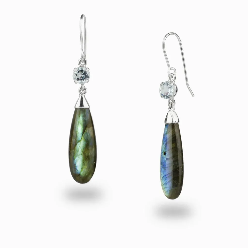 Labradorite & Blue Topaz Drop Earrings