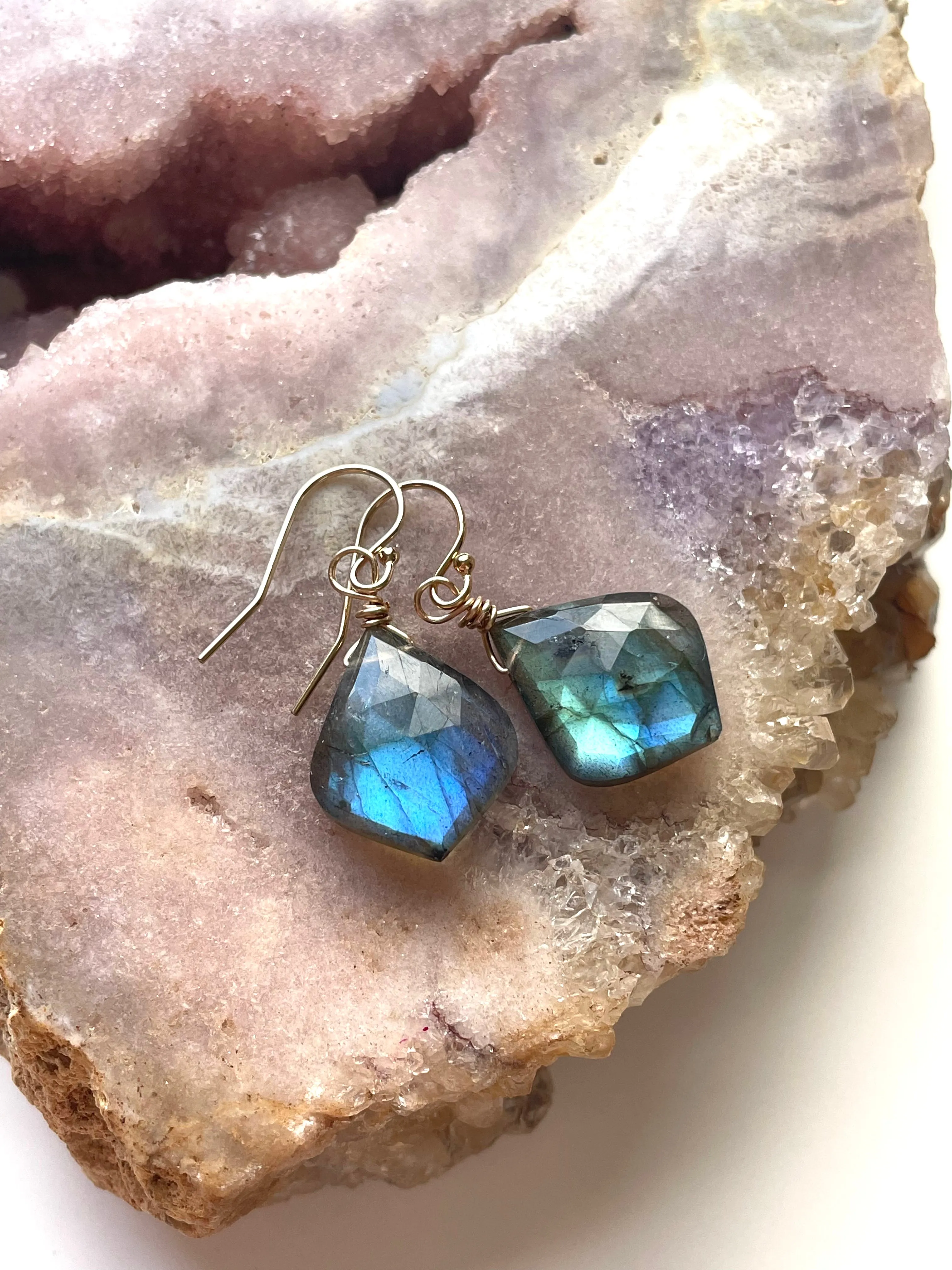 Labradorite Earrings Gold or Silver Dangle Drop Style Boho Bride