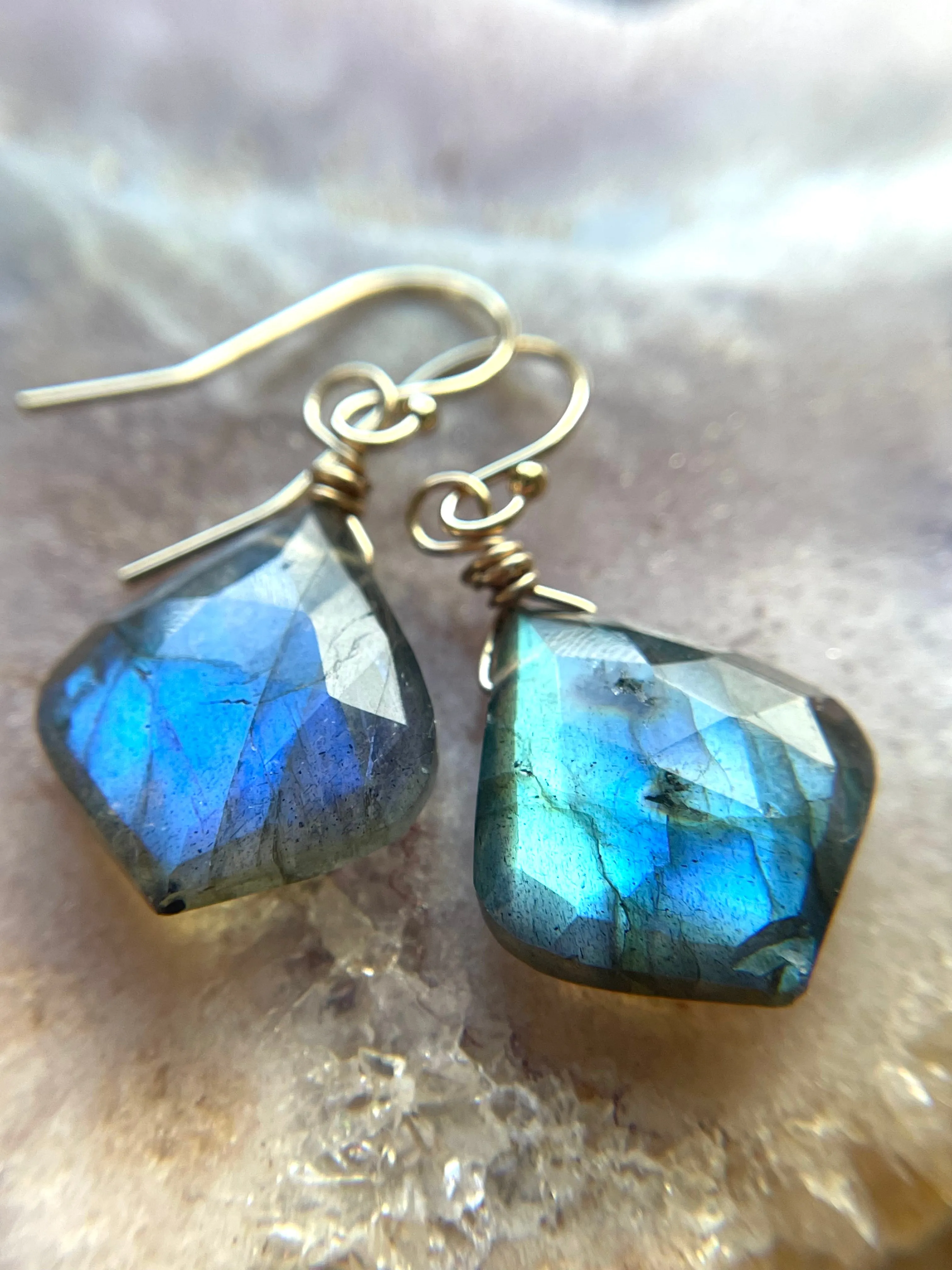 Labradorite Earrings Gold or Silver Dangle Drop Style Boho Bride