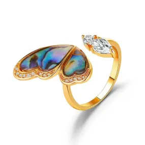 Ladies Fashion  Seashell Wing Zircon Jewelry Ring for women