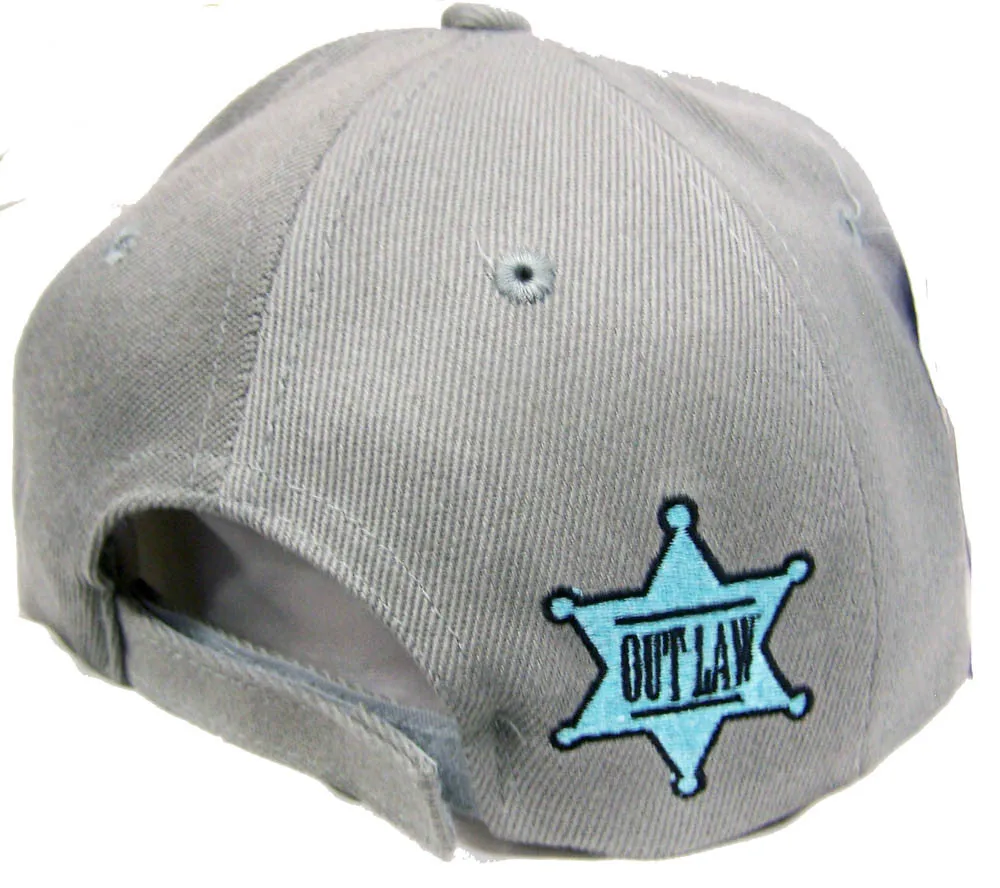 LADIES LOVE OUTLAWS W BADGE EMBROIDERED BASEBALL HAT (Sold by the piece)-* CLOSEOUT ONLY $ 1.95 EA