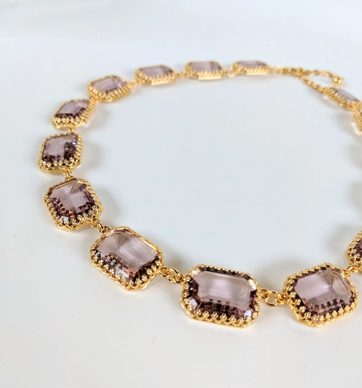 Large Octagon Light Amethyst Riviere Necklace