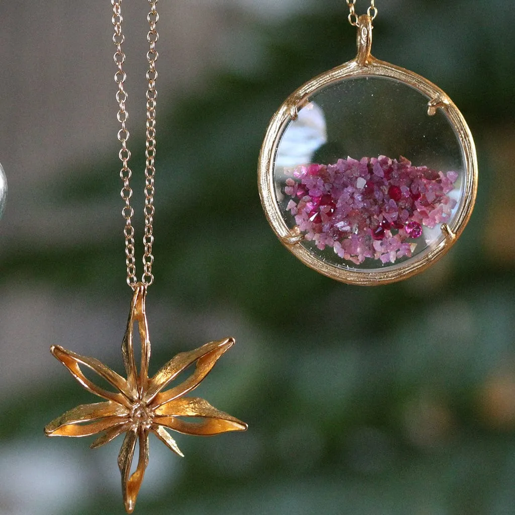 Large Shaker Ruby Birthstone Necklace