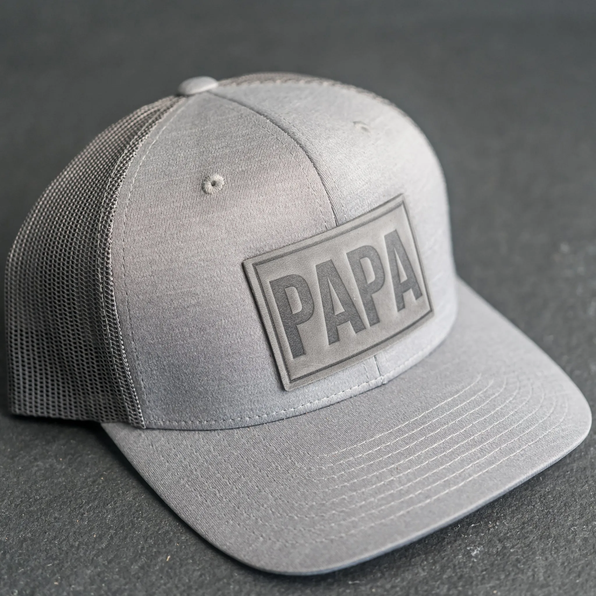 Leather Patch Performance Style Trucker Hat - Papa Stamp