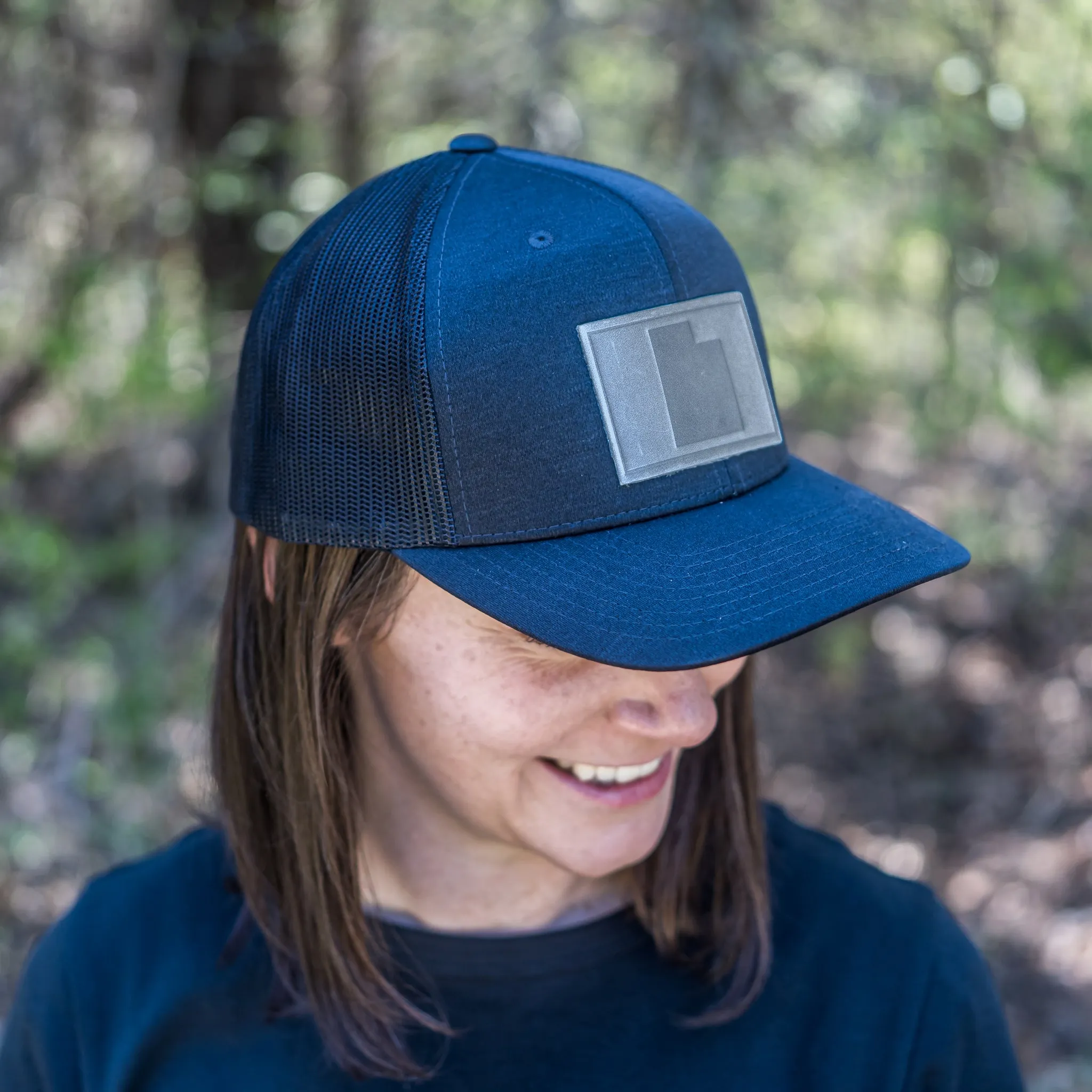 Leather Patch Performance Style Trucker Hat - Utah Stamp