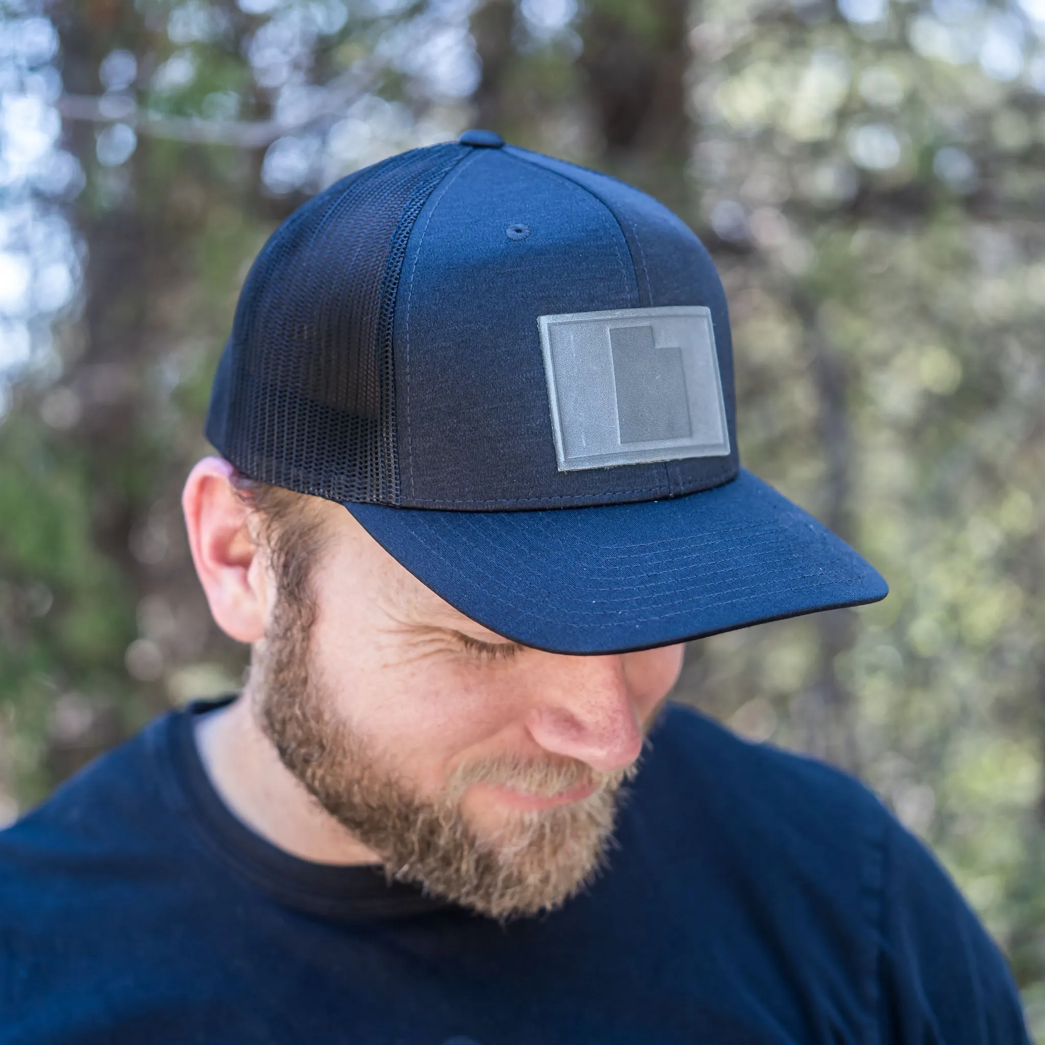 Leather Patch Performance Style Trucker Hat - Utah Stamp