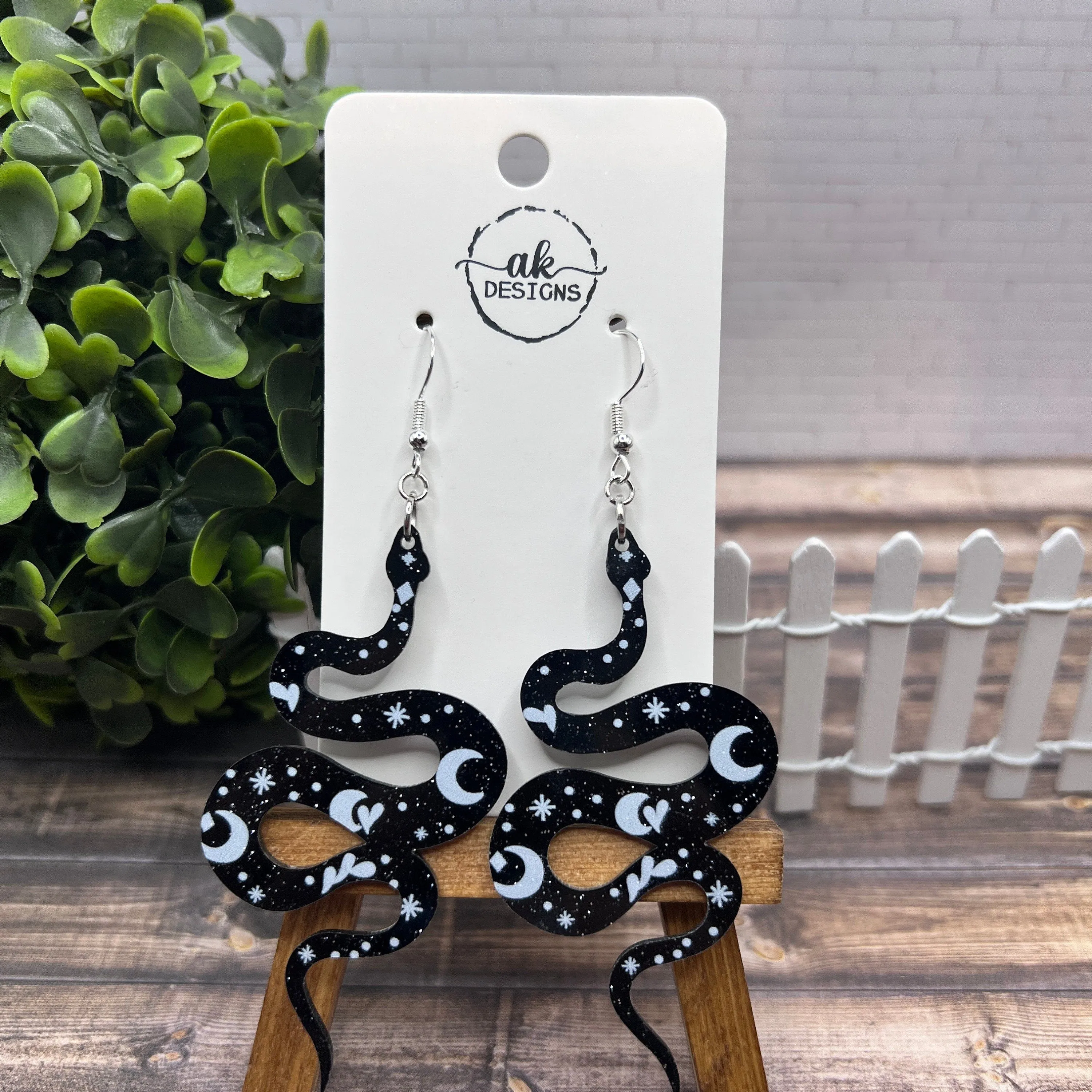 Lightweight Acrylic Snake Serpent Sun Moon Animal  Earrings