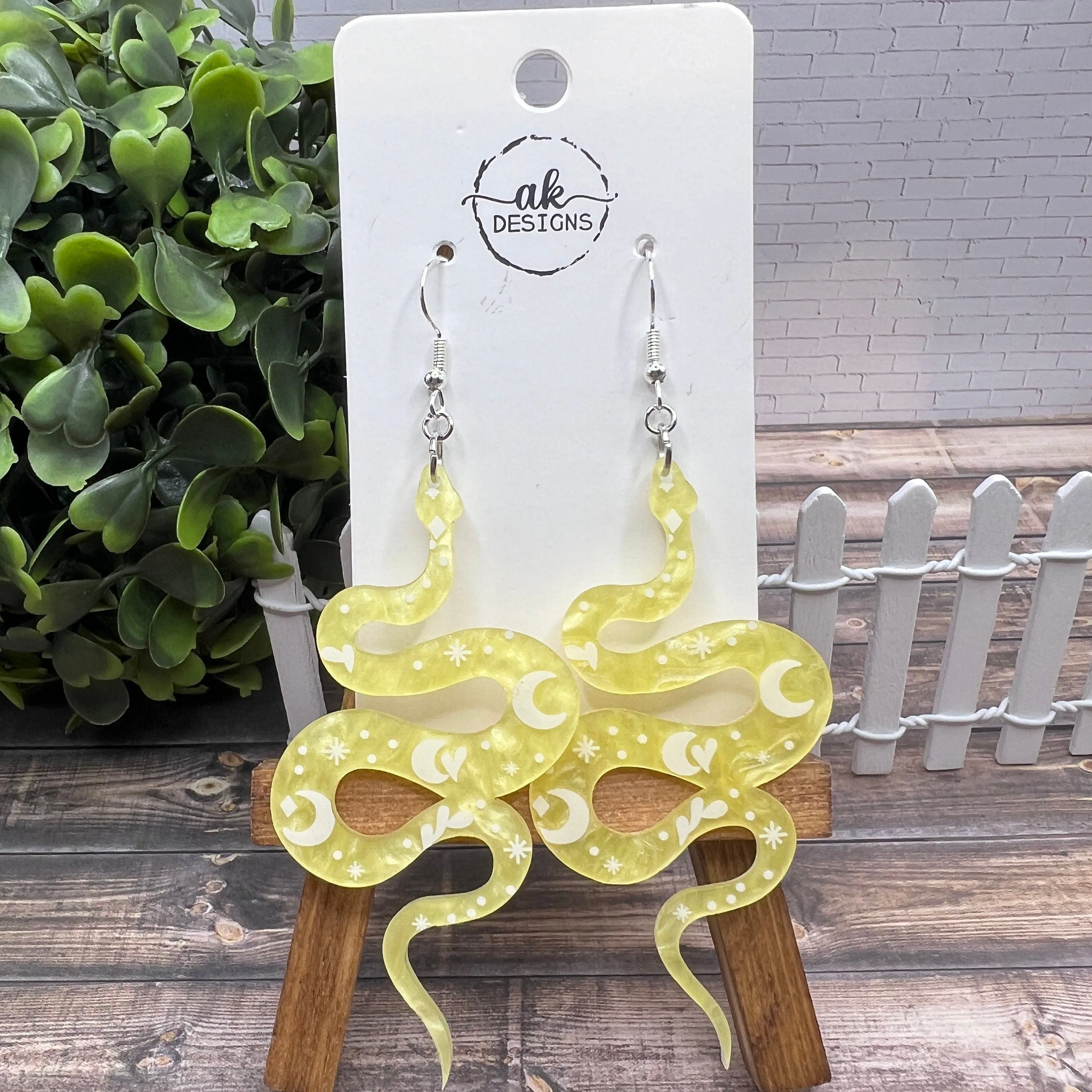 Lightweight Acrylic Snake Serpent Sun Moon Animal  Earrings